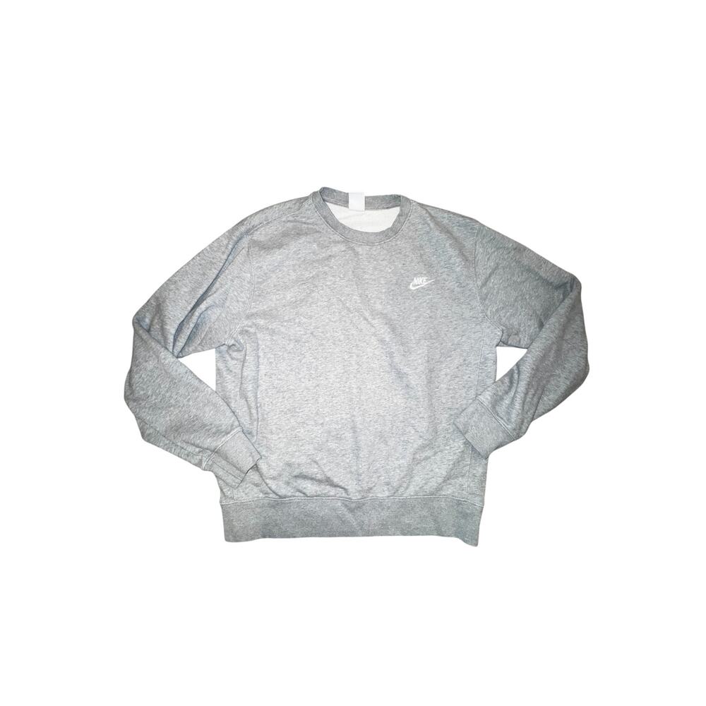 Nike Grey Crewneck Sweatshirt Mens Large Minimal Swoosh Logo Fleece